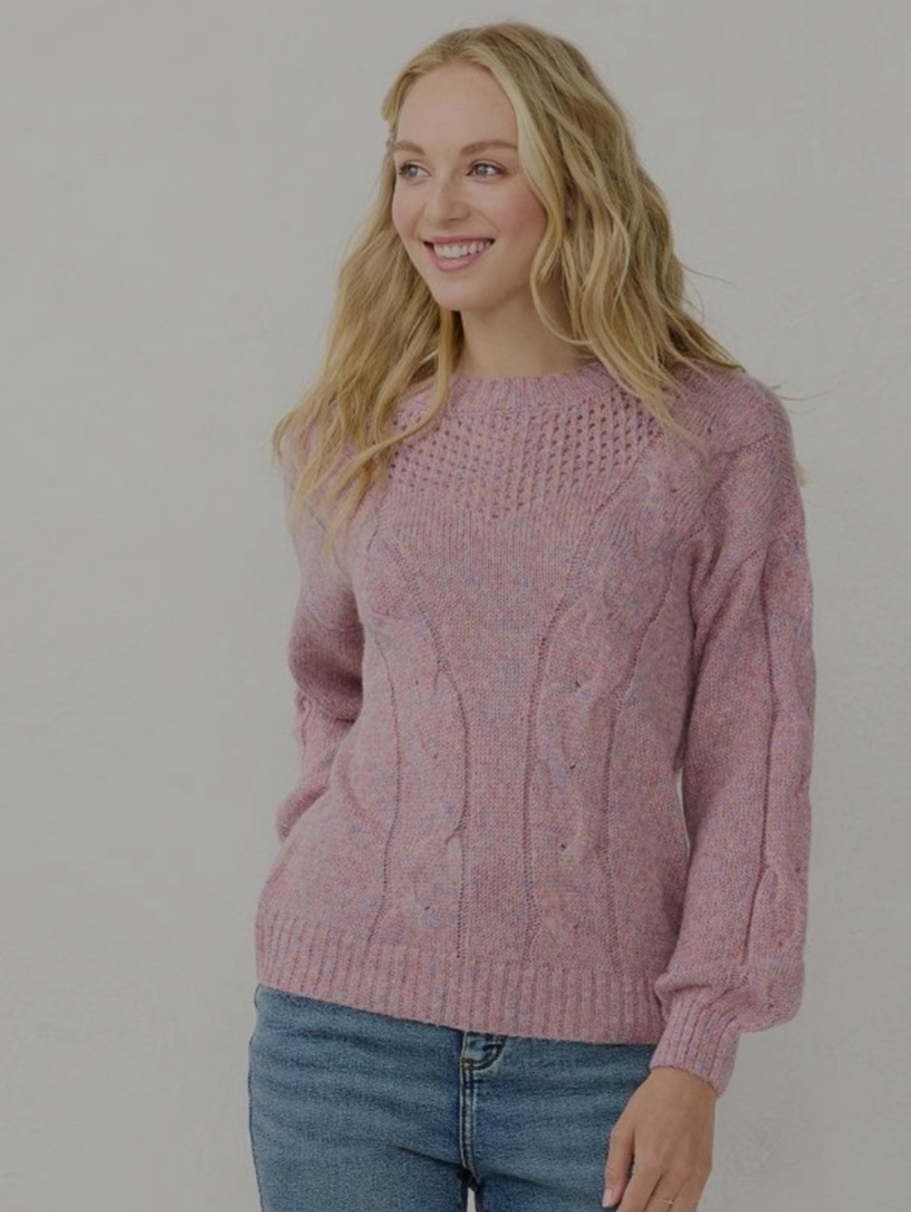 LC Lauren Conrad Pink Metallic Knit Sweater